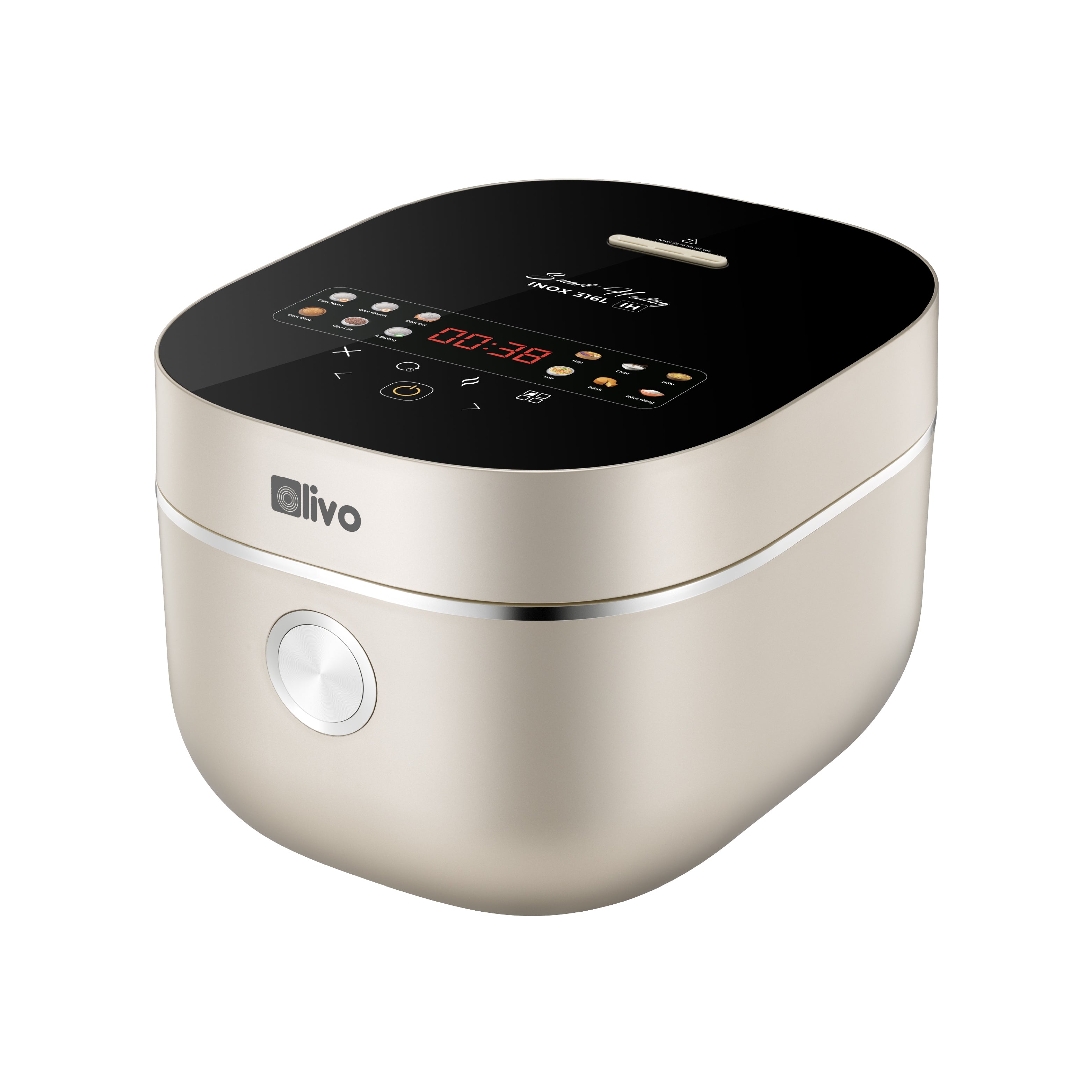 Nồi Cơm Điện Cao Tần OLIVO RC800IH - Công Nghệ Nấu Cao Tần Smart Heating, Lòng Nồi INOX 316L, 14 Chế Độ Cài Sẵn, Dung Tích 1.5L, Bảng Điều Khiển OLED