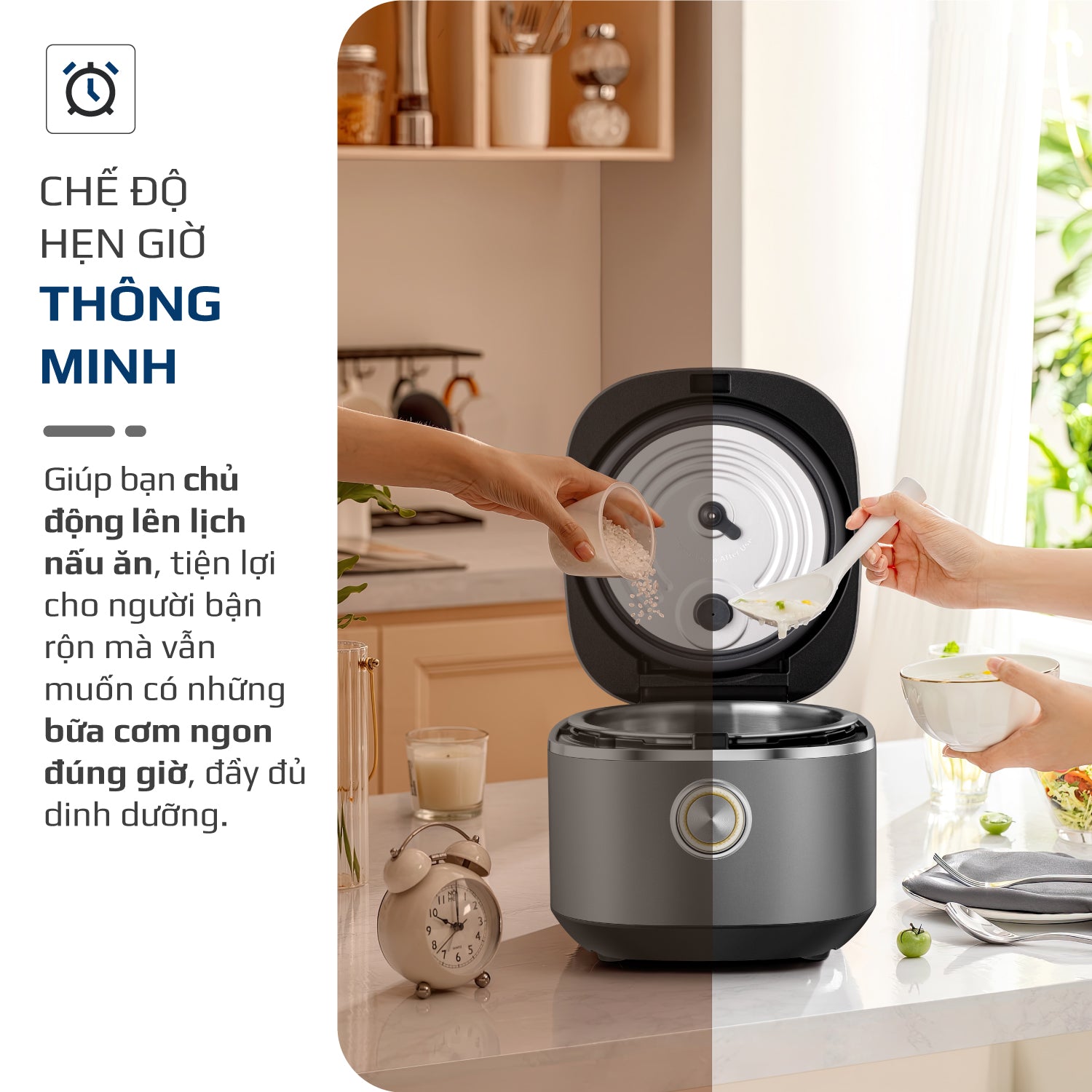 Nồi Cơm Điện OLIVO RC86 Titanium - Lòng Nồi INOX 304 Chống Dính Tự Nhiên, Nấu Cơm Ngon, Thiết Kế Tinh Tế, Sang Trọng