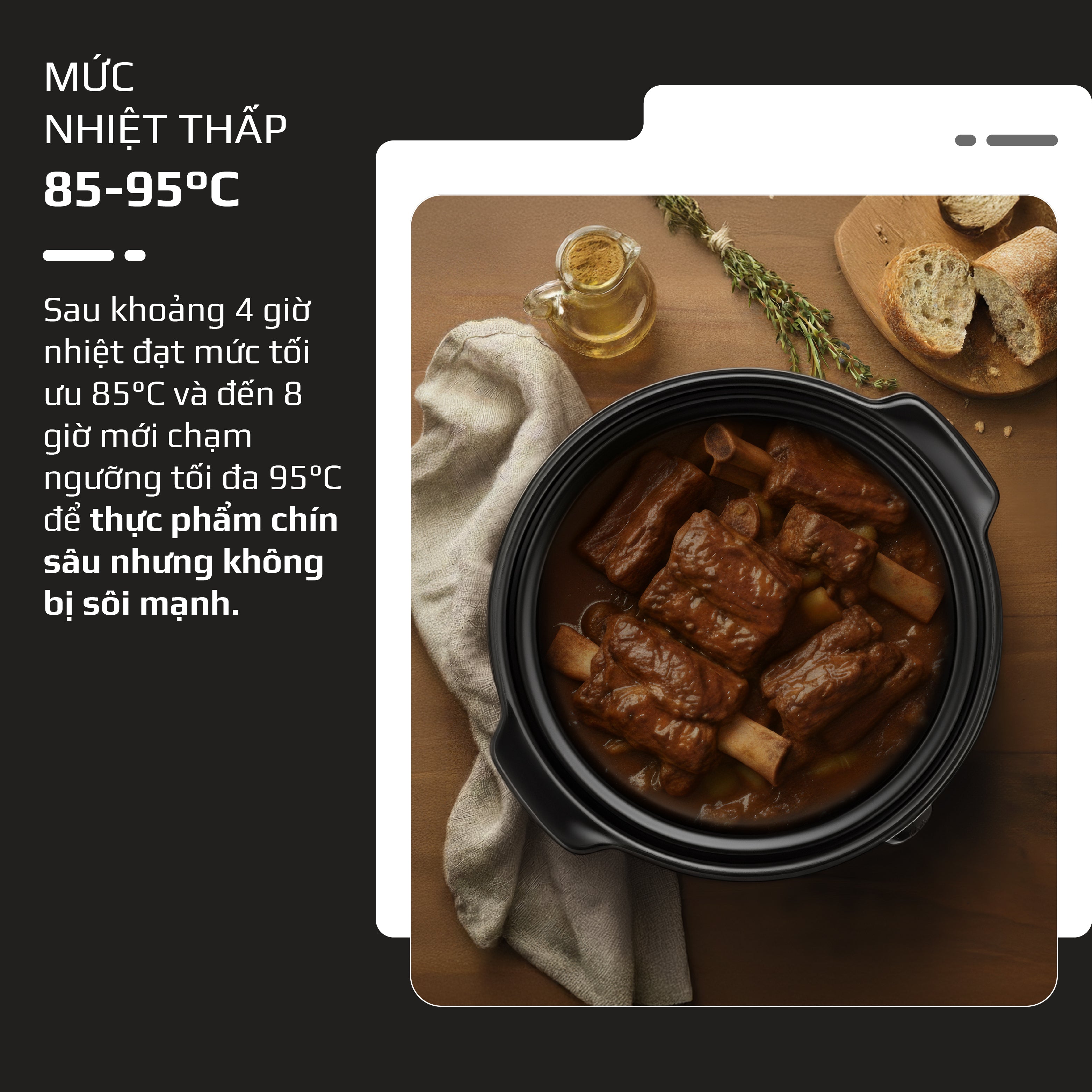 Nồi Nấu Chậm OLIVO SC25/SC30 - 3 Mức Nhiệt Cài Sẵn - Điều Khiển Núm Xoay - Lòng Gốm Tráng Men - Nắp Kính Cường Lực - Dung tích 2.5L/3L