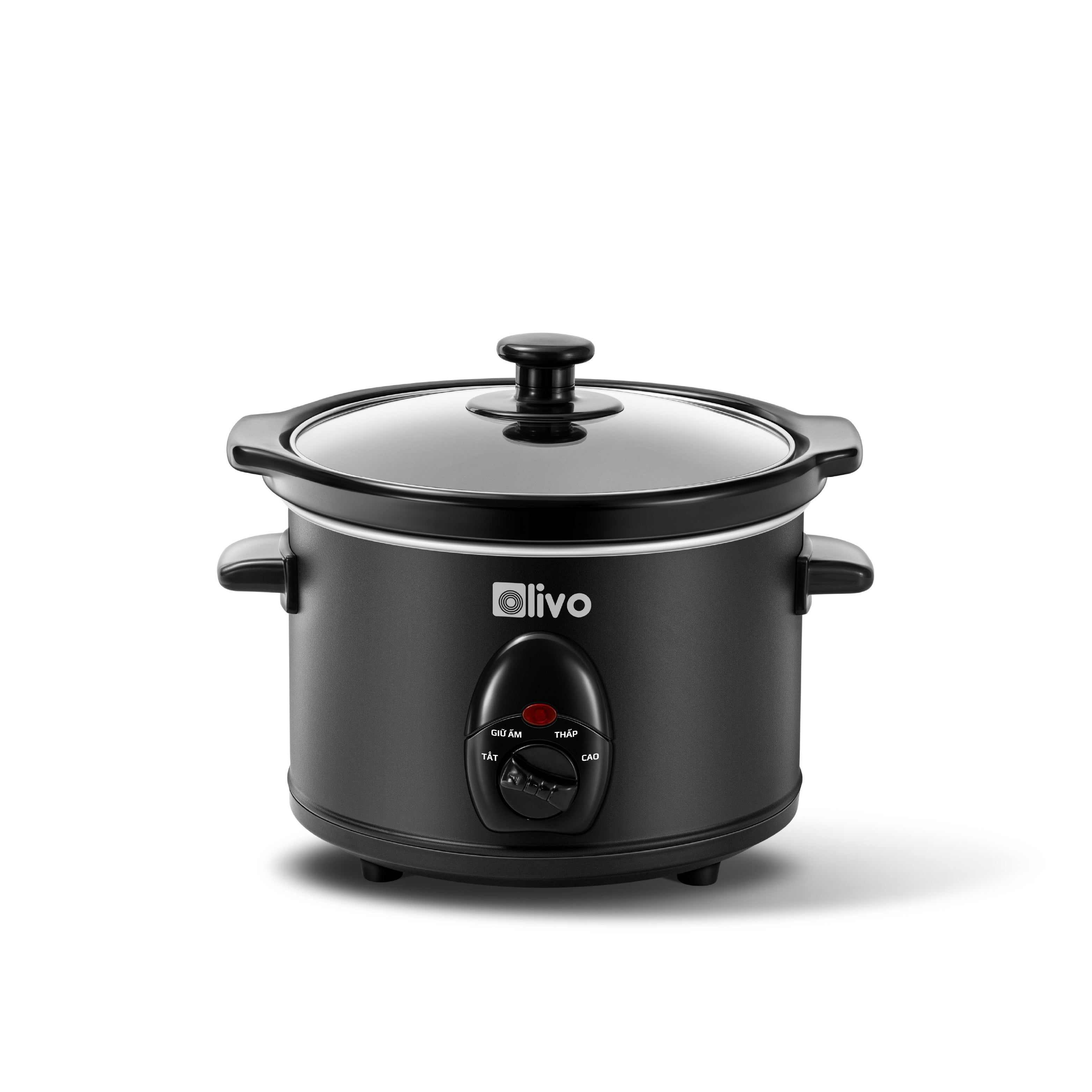 Nồi Nấu Chậm OLIVO SC25/SC30 - 3 Mức Nhiệt Cài Sẵn - Điều Khiển Núm Xoay - Lòng Gốm Tráng Men - Nắp Kính Cường Lực - Dung tích 2.5L/3L