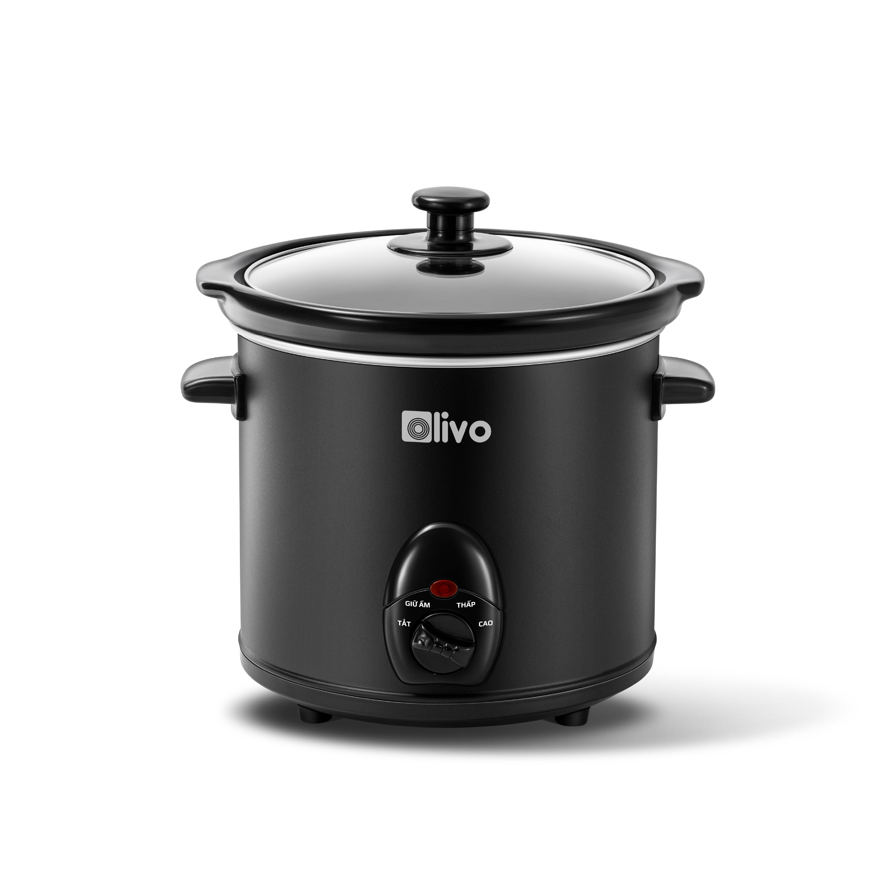 Nồi Nấu Chậm OLIVO SC25/SC30 - 3 Mức Nhiệt Cài Sẵn - Điều Khiển Núm Xoay - Lòng Gốm Tráng Men - Nắp Kính Cường Lực - Dung tích 2.5L/3L