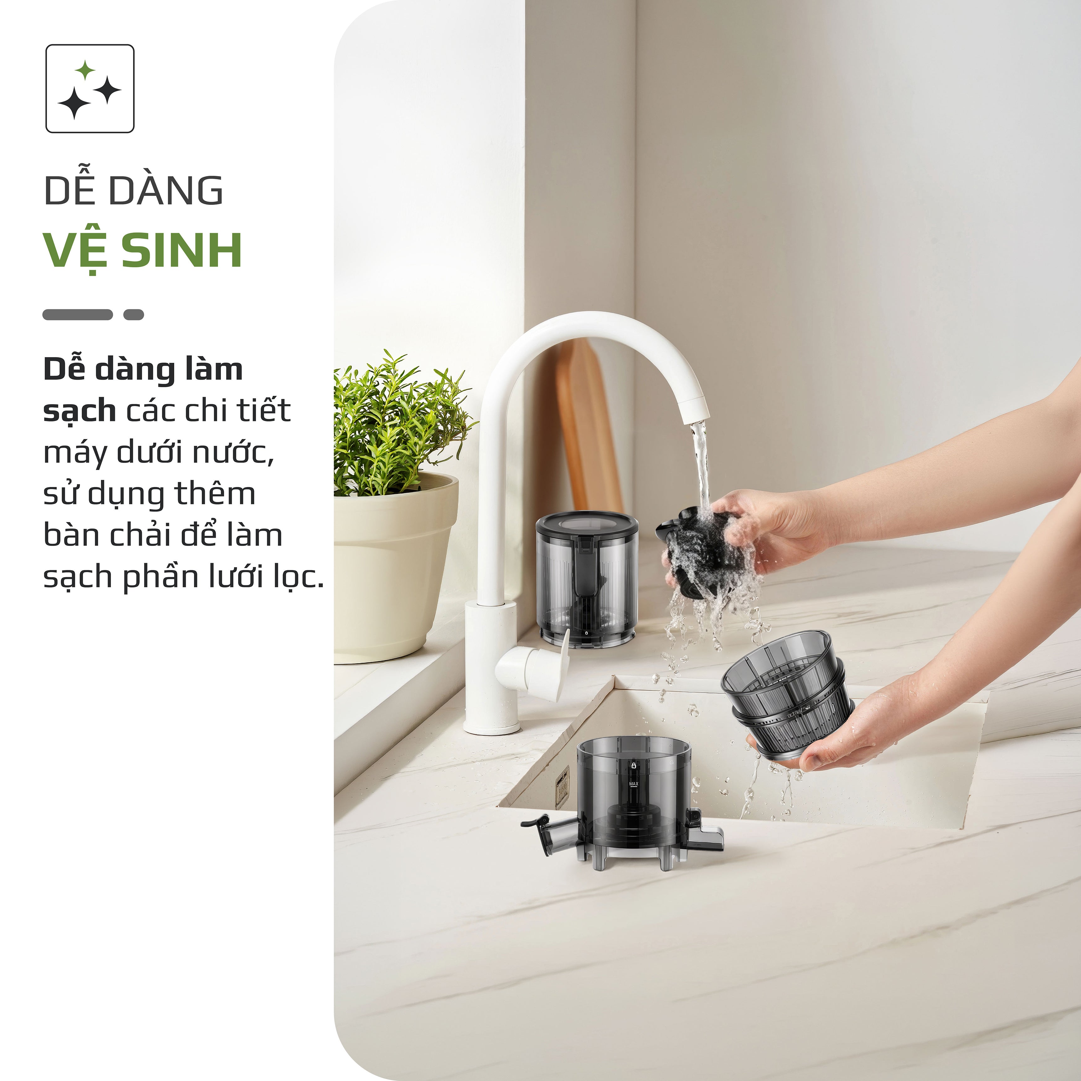 Máy Ép Chậm OLIVO SJ260 - Màu Solara, Lưỡi Dao Kép, Khoang Tiếp Lớn, Ép Kiệt, Dễ Dàng Vệ Sinh