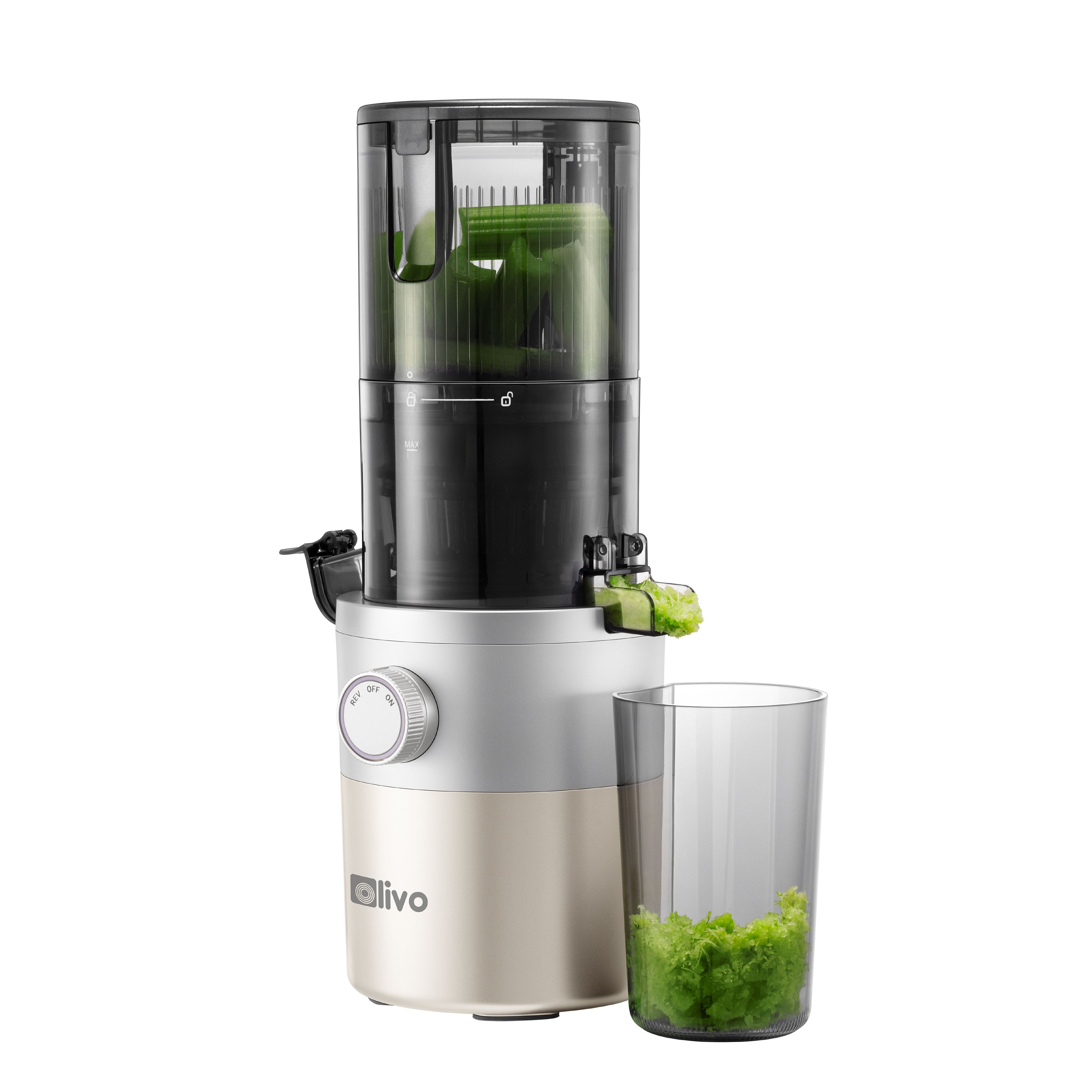 Máy Ép Chậm OLIVO SJ260 - Màu Solara, Lưỡi Dao Kép, Khoang Tiếp Lớn, Ép Kiệt, Dễ Dàng Vệ Sinh