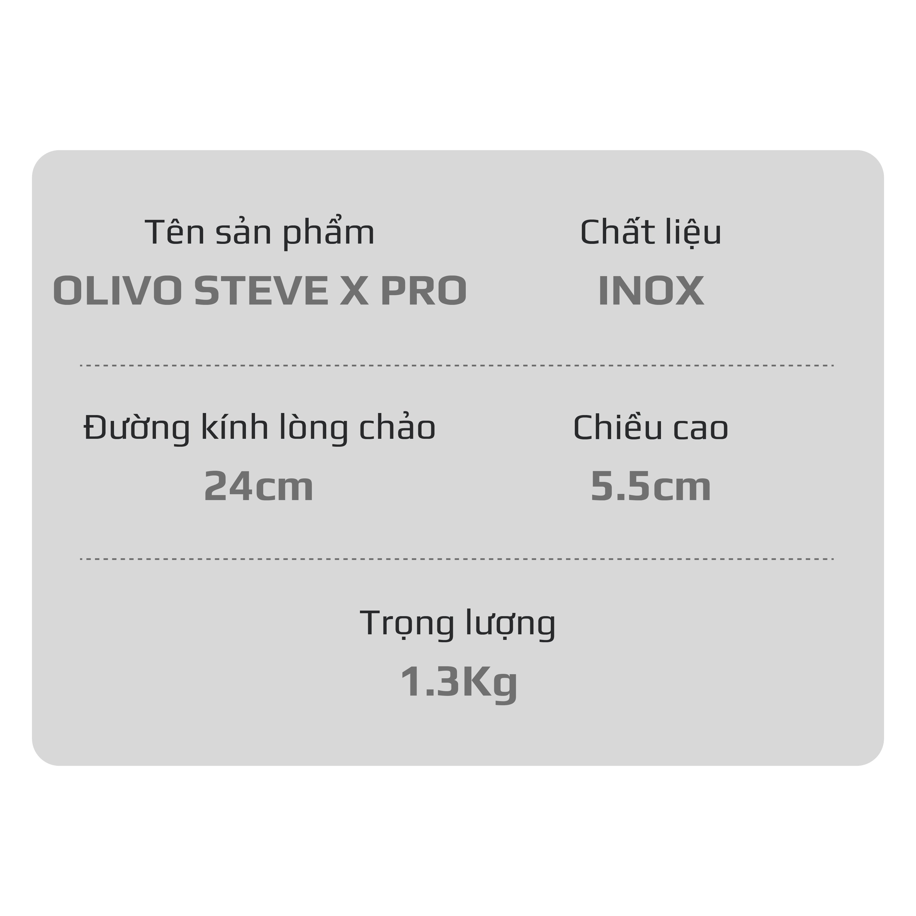 Chảo INOX OLIVO STEVE X PRO - Chống Dính Tự Nhiên, Đáy 5 Lớp, Đường Kính 24cm – Nấu Được Trên Mọi Loại Bếp