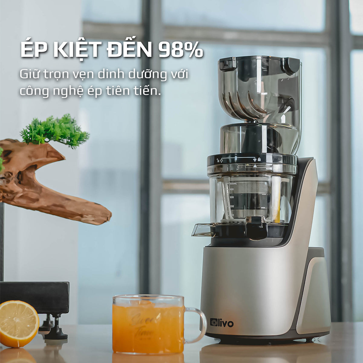 Máy Ép Chậm OLIVO SJ189 Cao Cấp -  Ép Trái Cây - Rau Củ Quả - Làm Kem - BH 10 Năm