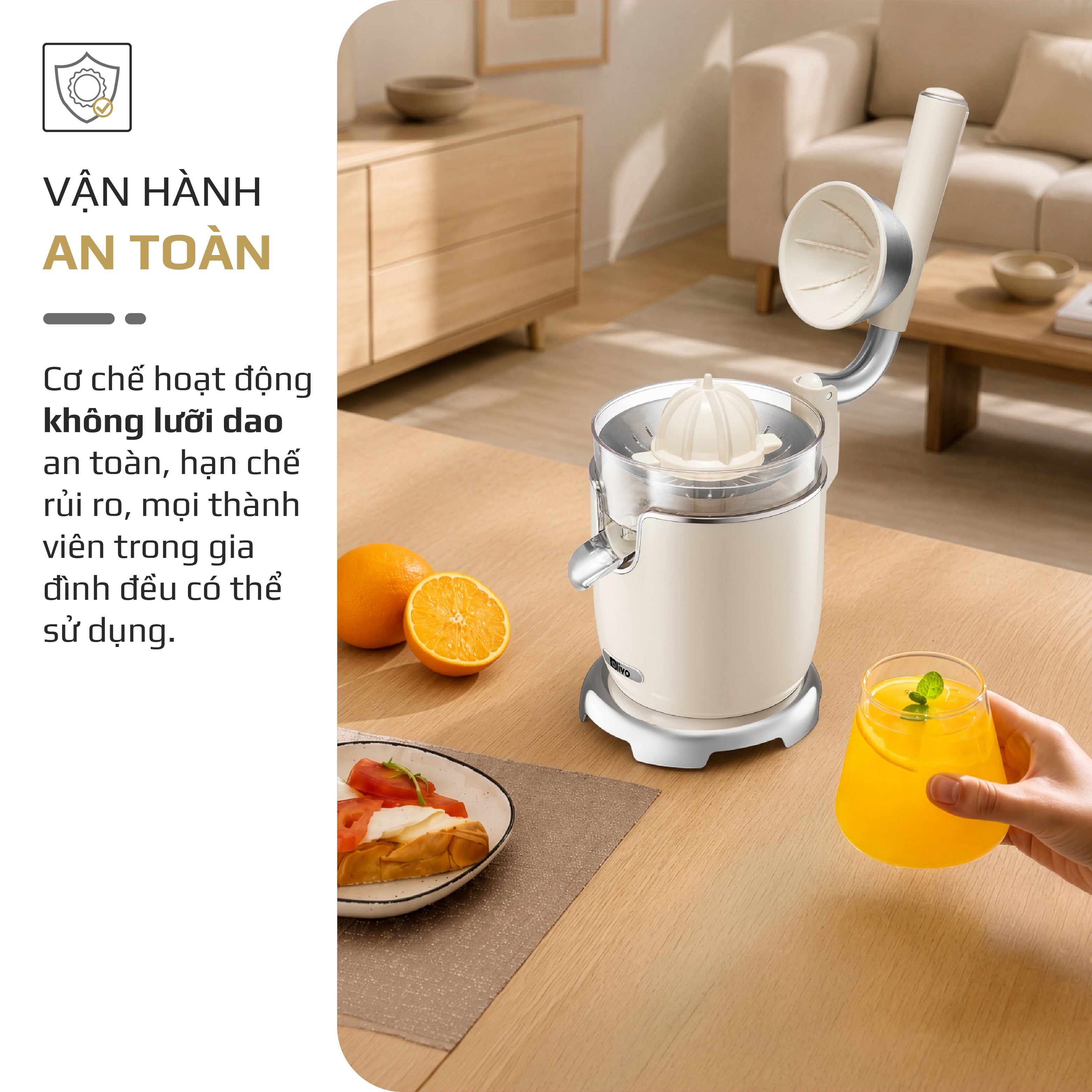 Máy Vắt Cam Trợ Lực Olivo CJ26 - Ép Kiệt Tối Ưu, Tay Cầm Trợ Lực, 2 Đầu Ép Linh Hoạt, Lưới Lọc Inox, Công Suất 600W, Thiết Kế Tối Giản Hiện Đại