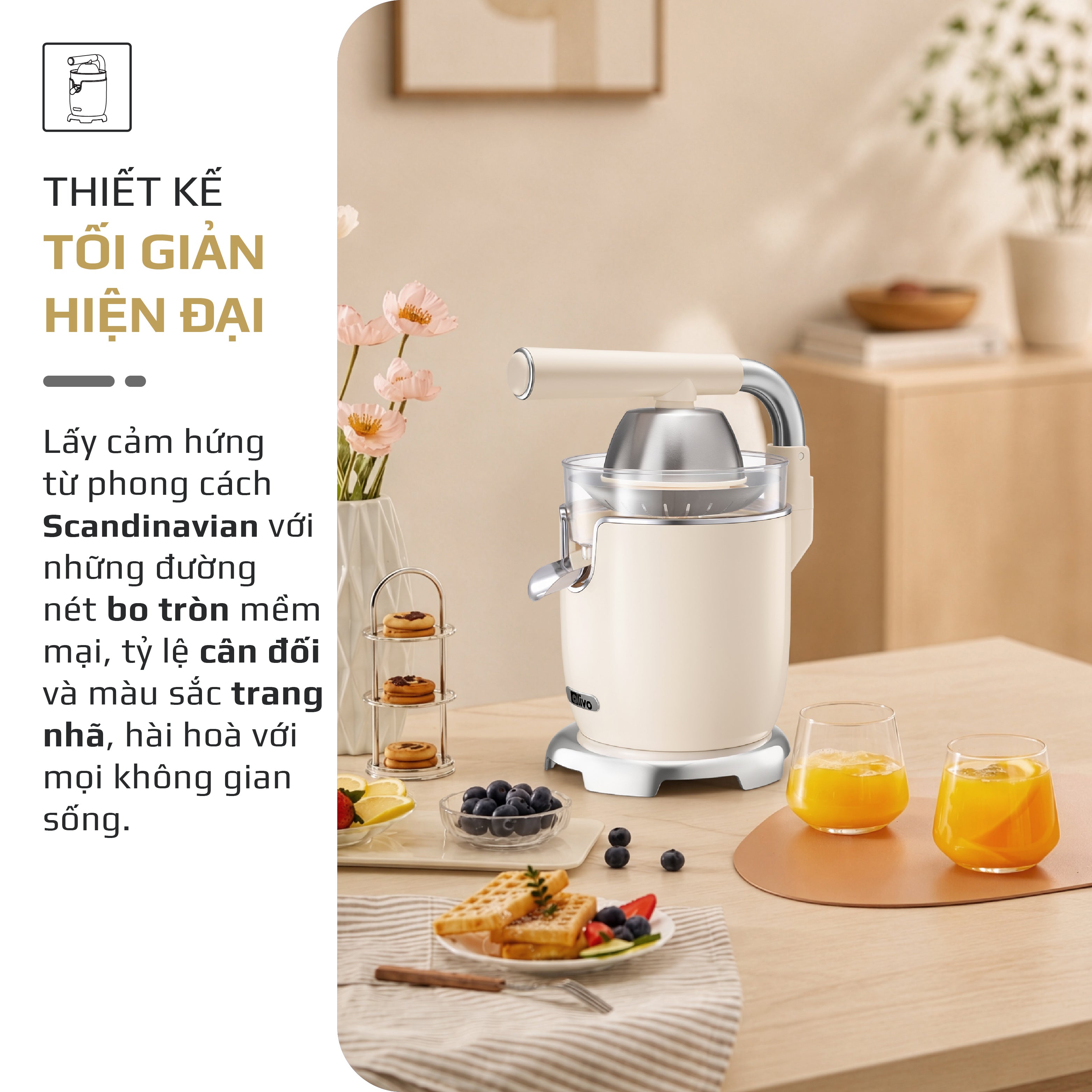 Máy Vắt Cam Trợ Lực Olivo CJ26 - Ép Kiệt Tối Ưu, Tay Cầm Trợ Lực, 2 Đầu Ép Linh Hoạt, Lưới Lọc Inox, Công Suất 600W, Thiết Kế Tối Giản Hiện Đại