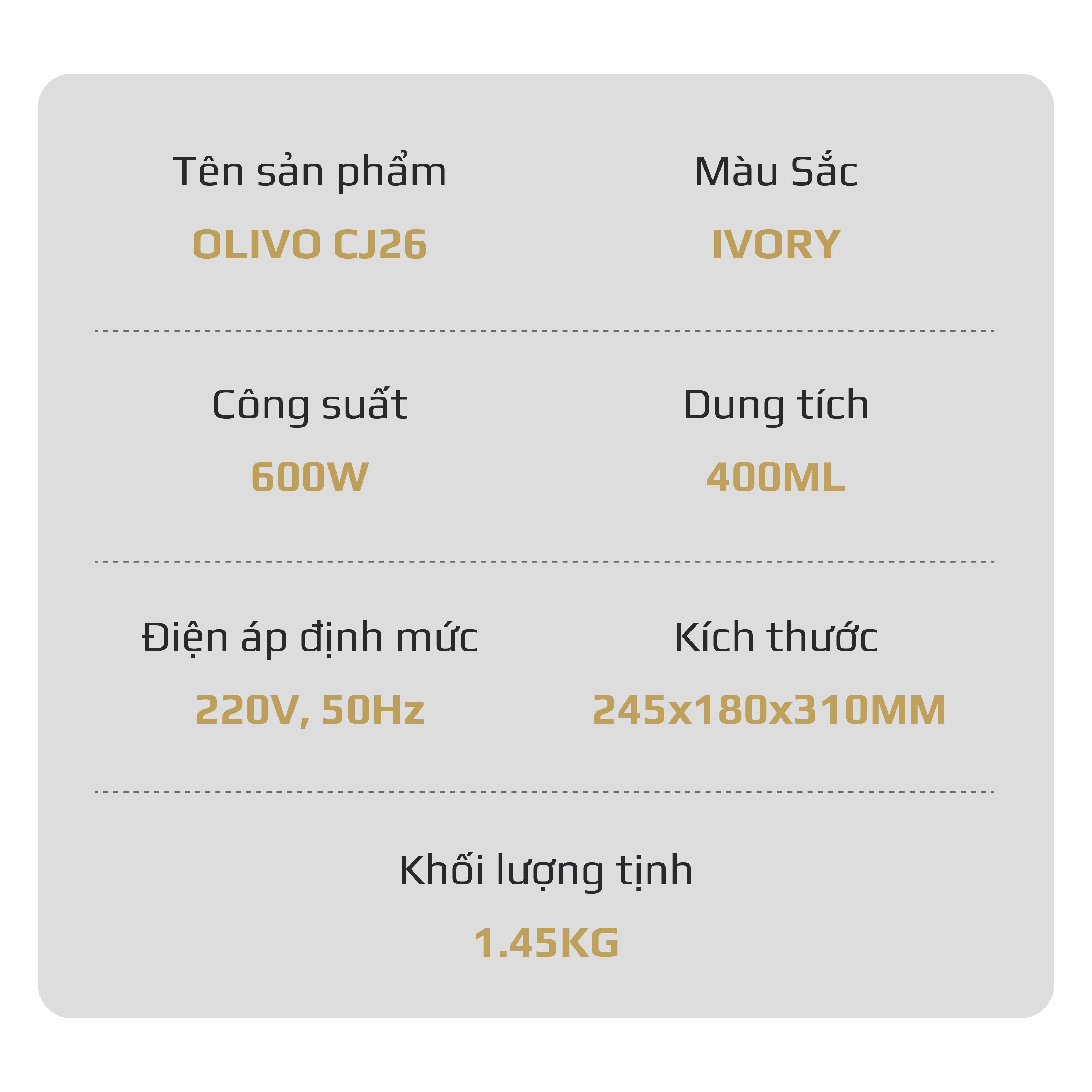 Máy Vắt Cam Trợ Lực Olivo CJ26 - Ép Kiệt Tối Ưu, Tay Cầm Trợ Lực, 2 Đầu Ép Linh Hoạt, Lưới Lọc Inox, Công Suất 600W, Thiết Kế Tối Giản Hiện Đại
