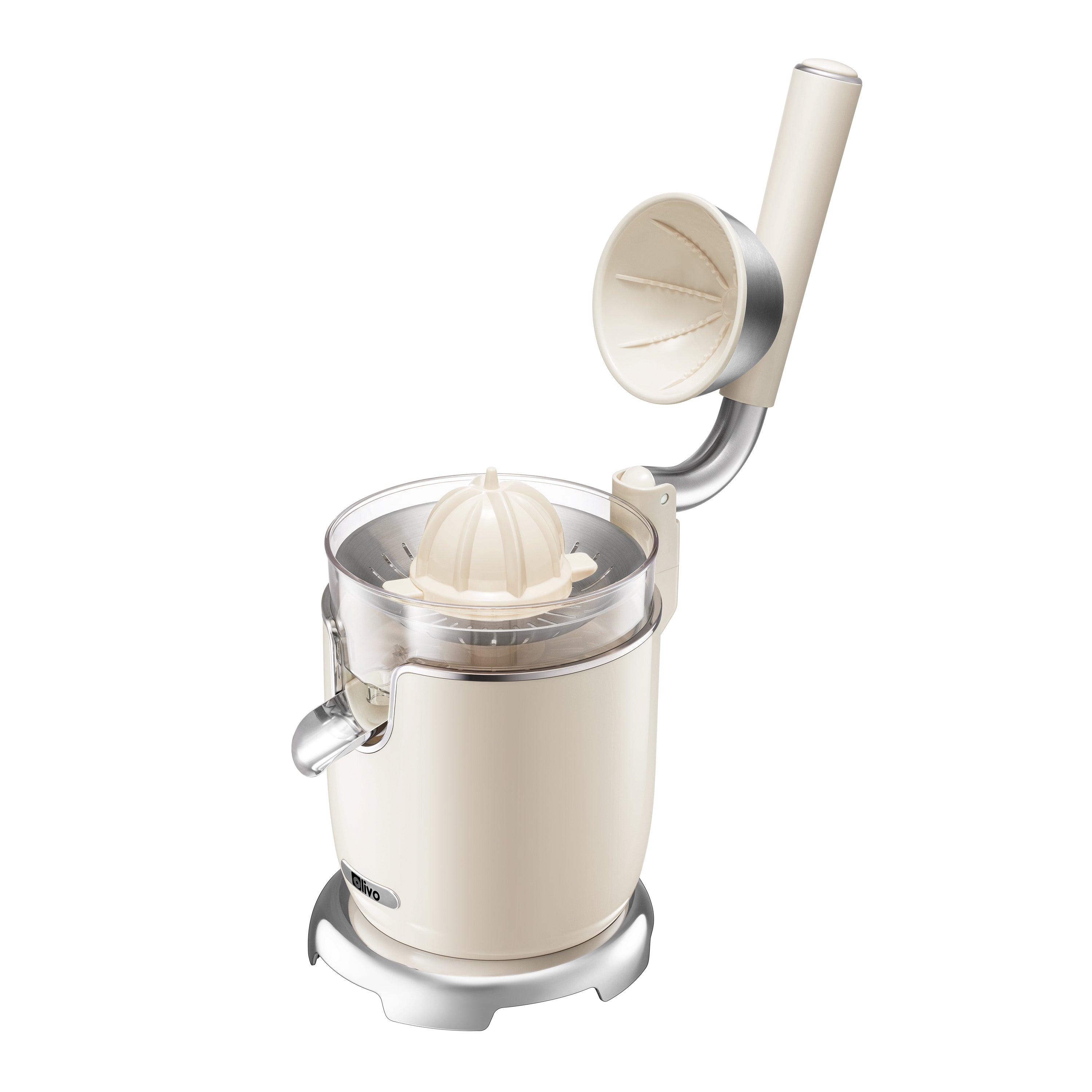 Máy Vắt Cam Trợ Lực Olivo CJ26 - Ép Kiệt Tối Ưu, Tay Cầm Trợ Lực, 2 Đầu Ép Linh Hoạt, Lưới Lọc Inox, Công Suất 600W, Thiết Kế Tối Giản Hiện Đại