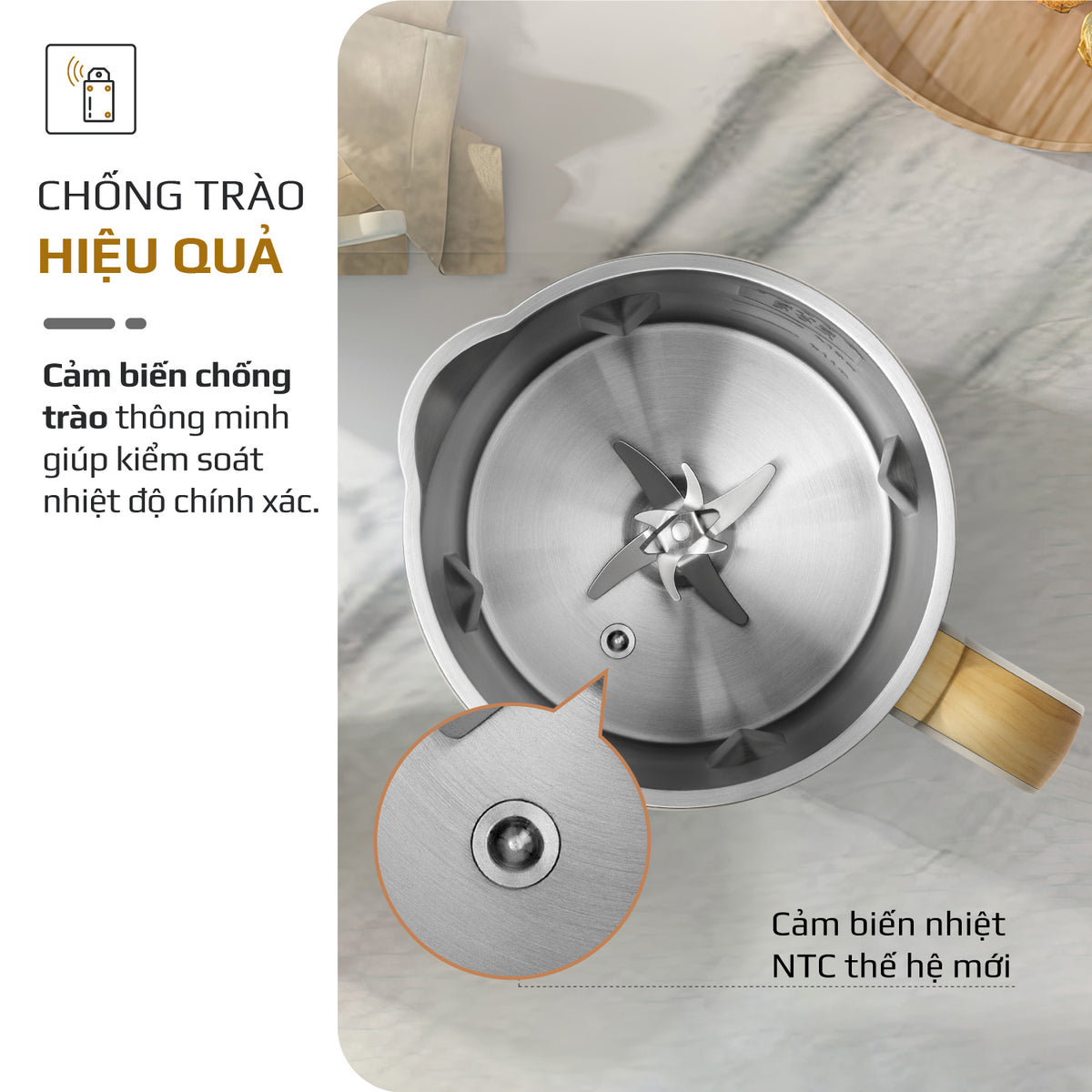 Máy Xay Nấu Đa Năng OLIVO CB1000 - Dung Tích 1L, Nắp INOX Kết Hợp Kính Cường Lực, Công Suất 880W, 9 Chế Độ, Chống Trào Hiệu Quả