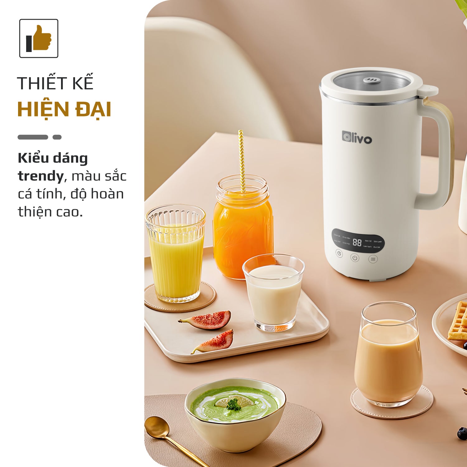 Máy Xay Nấu Đa Năng OLIVO CB1000 - Dung Tích 1L, Nắp INOX Kết Hợp Kính Cường Lực Duy Nhất Trên Thị Trường, Công Suất 880W, 9 Chế Độ, Chống Trào Tuyệt Đối