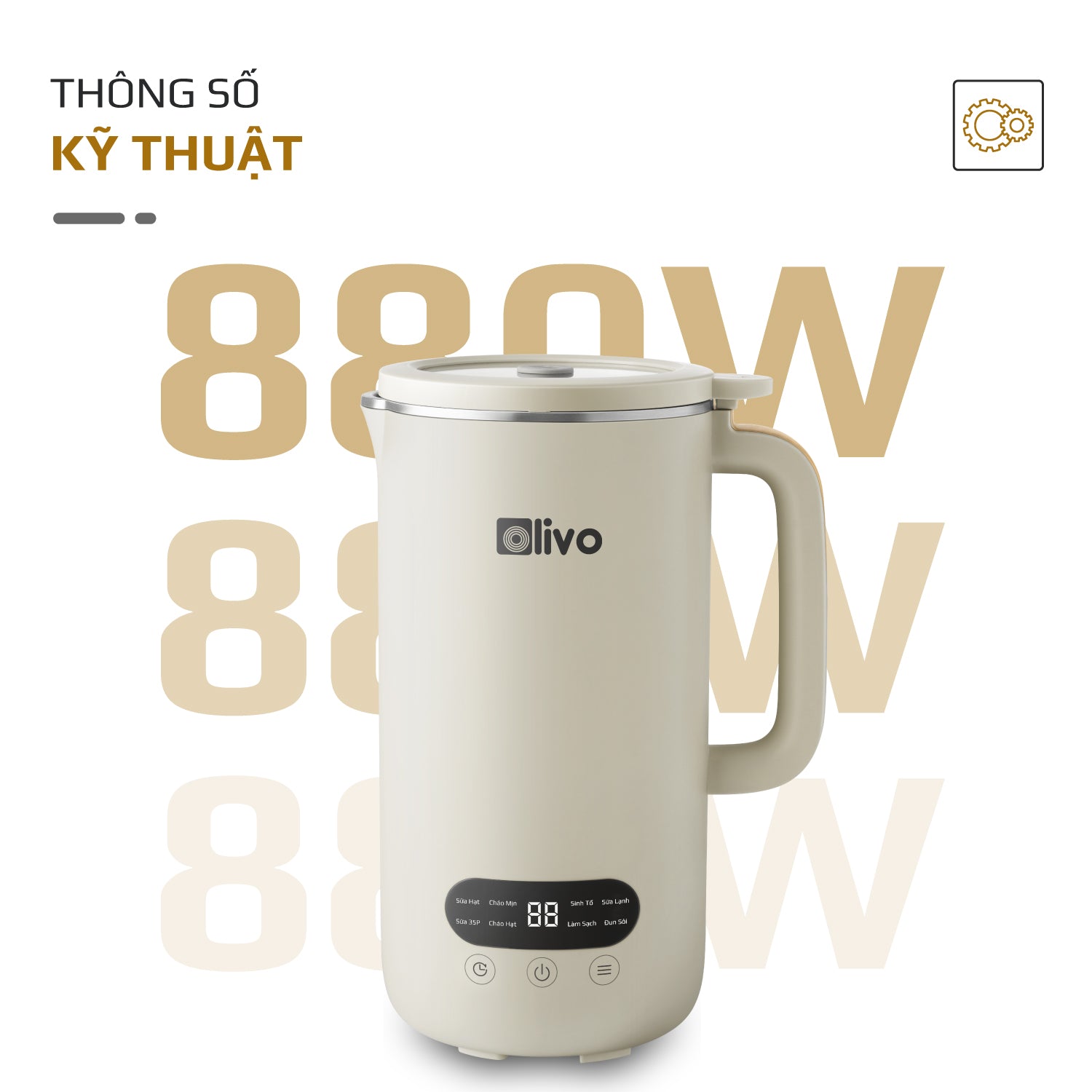 Máy Xay Nấu Đa Năng OLIVO CB1000 - Dung Tích 1L, Nắp INOX Kết Hợp Kính Cường Lực Duy Nhất Trên Thị Trường, Công Suất 880W, 9 Chế Độ, Chống Trào Tuyệt Đối