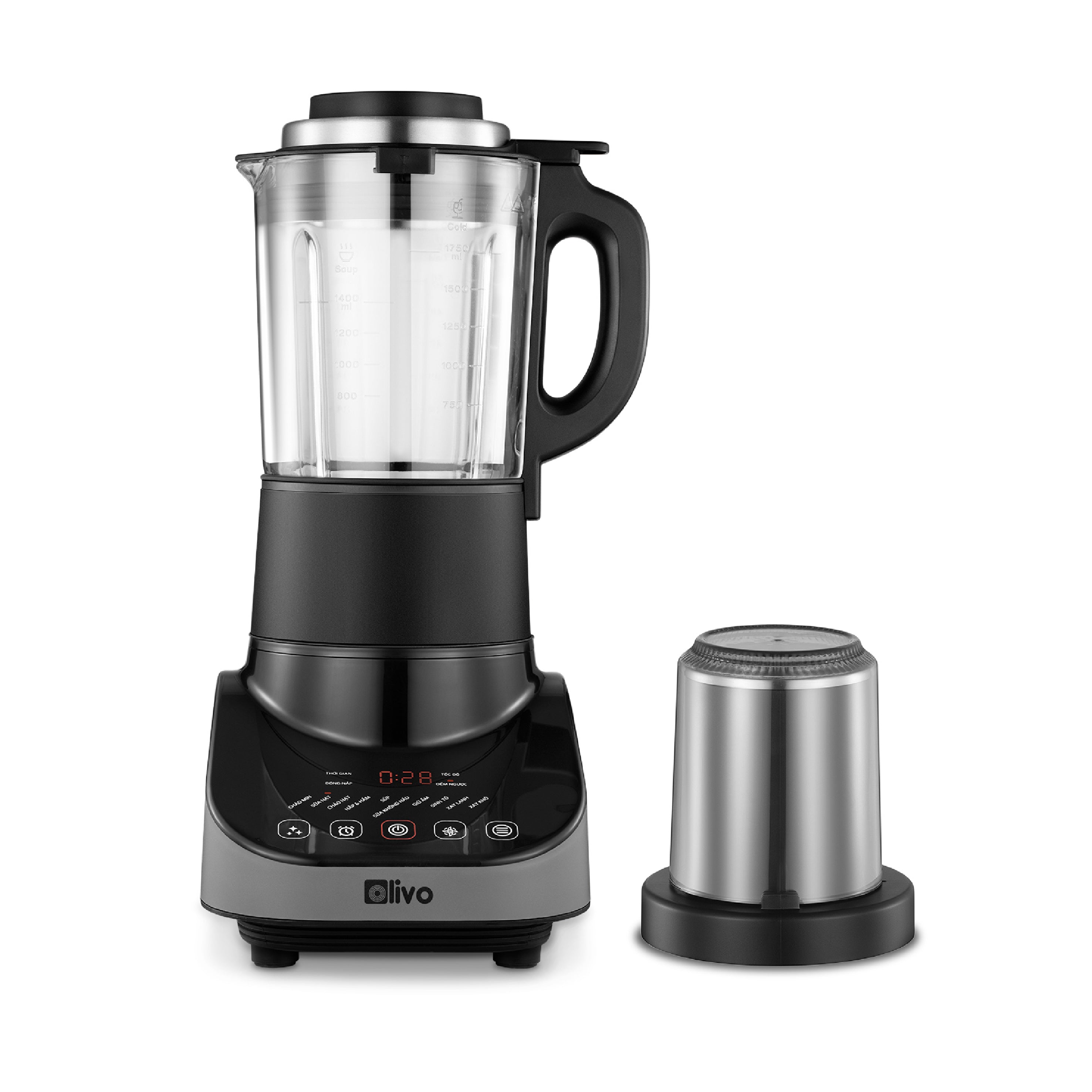 Máy Xay Nấu Đa Năng OLIVO CB20 - Độ Ồn Thấp Nhất - Chống Trào Tuyệt Đối - Vệ Sinh Khử Khuẩn -  Chống Dính Gốm