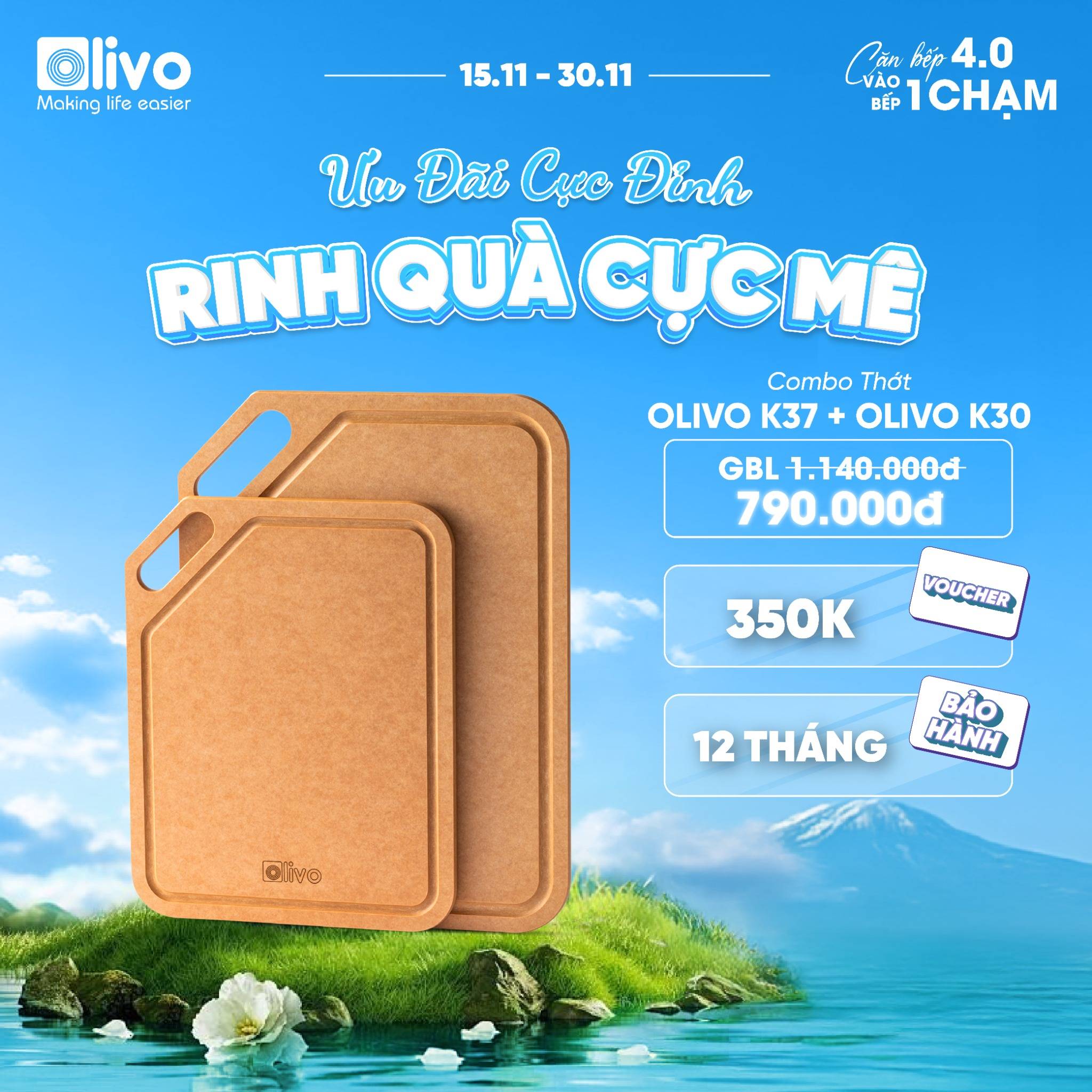 THỚT OLIVO WOOD FIBER - Chống Cong Vênh, Ẩm Mốc, Không Bị Mùi Hôi - Sử Dụng Được Với Máy Rửa Bát