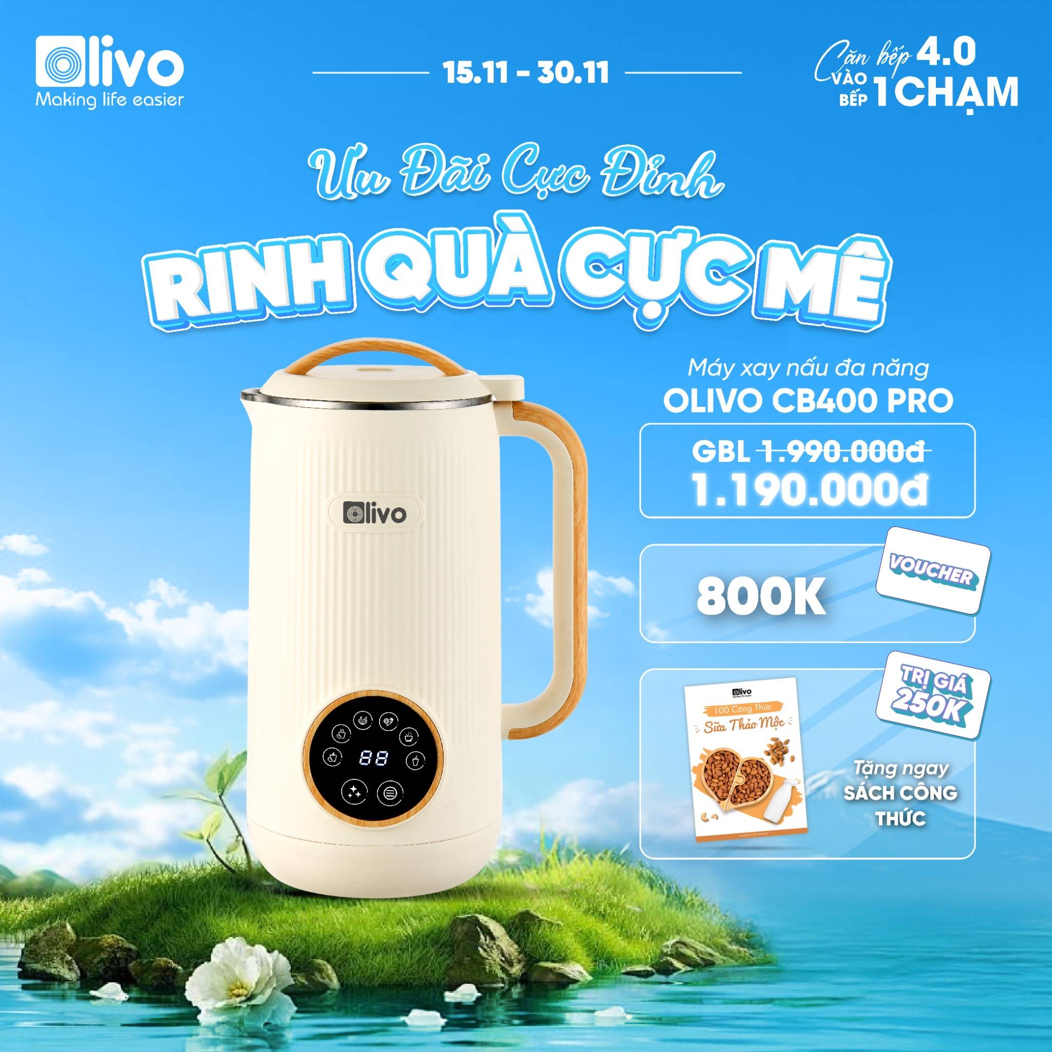 Máy Xay Nấu Đa Năng OLIVO CB400 PRO – Nhỏ Gọn Tiện Mang Theo – Đa Chức Năng – Cao Cấp