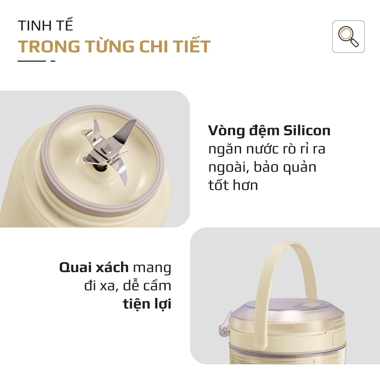 Máy Xay Sinh Tố Cầm Tay OLIVO PB02 - Pin Sạc Bền Bỉ - Nắp Đế Thay Thế - Quai Cầm Tiện Lợi - Dễ Dàng Vệ Sinh - Dung Tích 500ML - Công Suất 100W