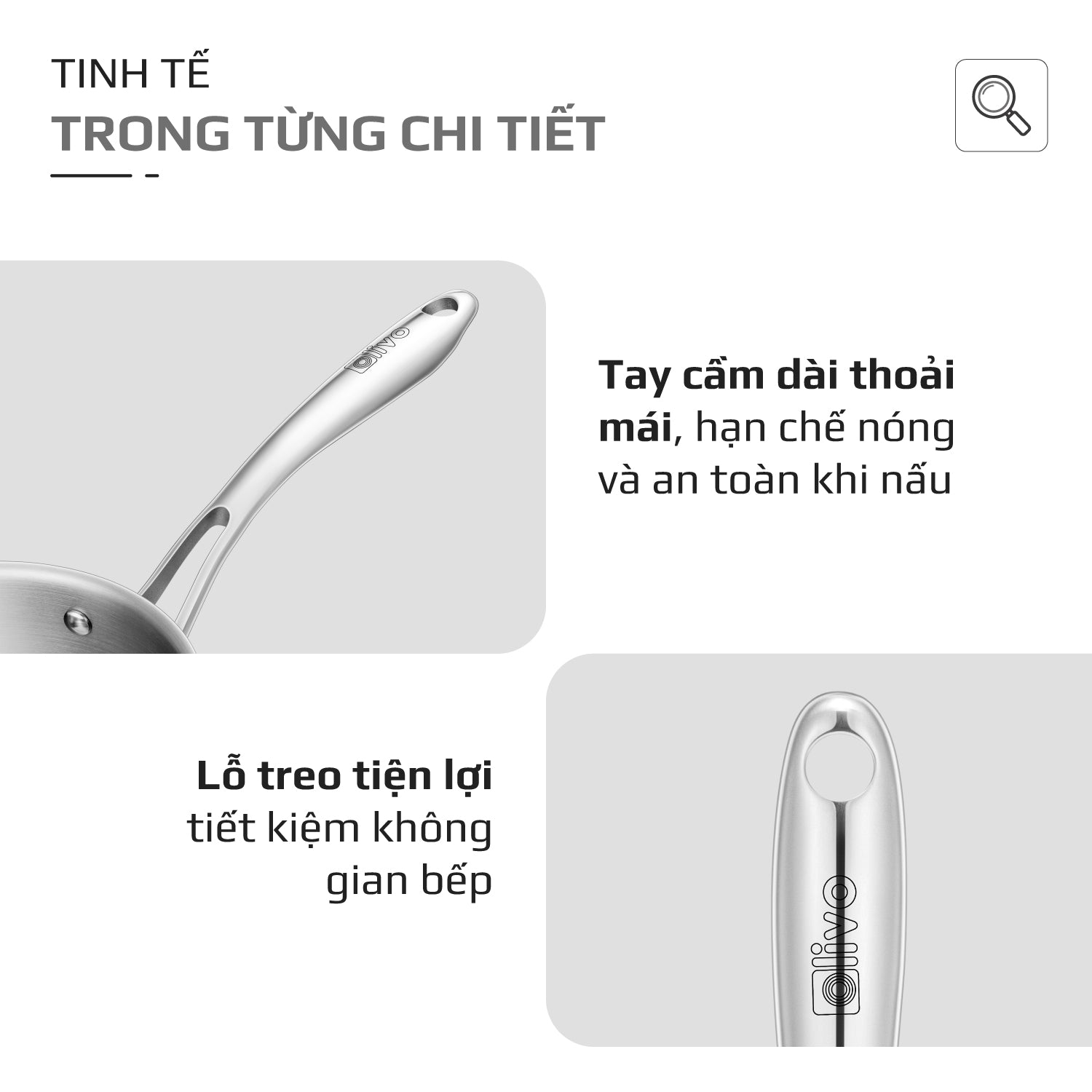 Quánh INOX OLIVO Davinci SD1885 - Kích Thước Nhỏ Gọn - Đường Kính 18Cm - Sâu Lòng  8.5Cm - Nấu Được Trên Mọi Loại Bếp