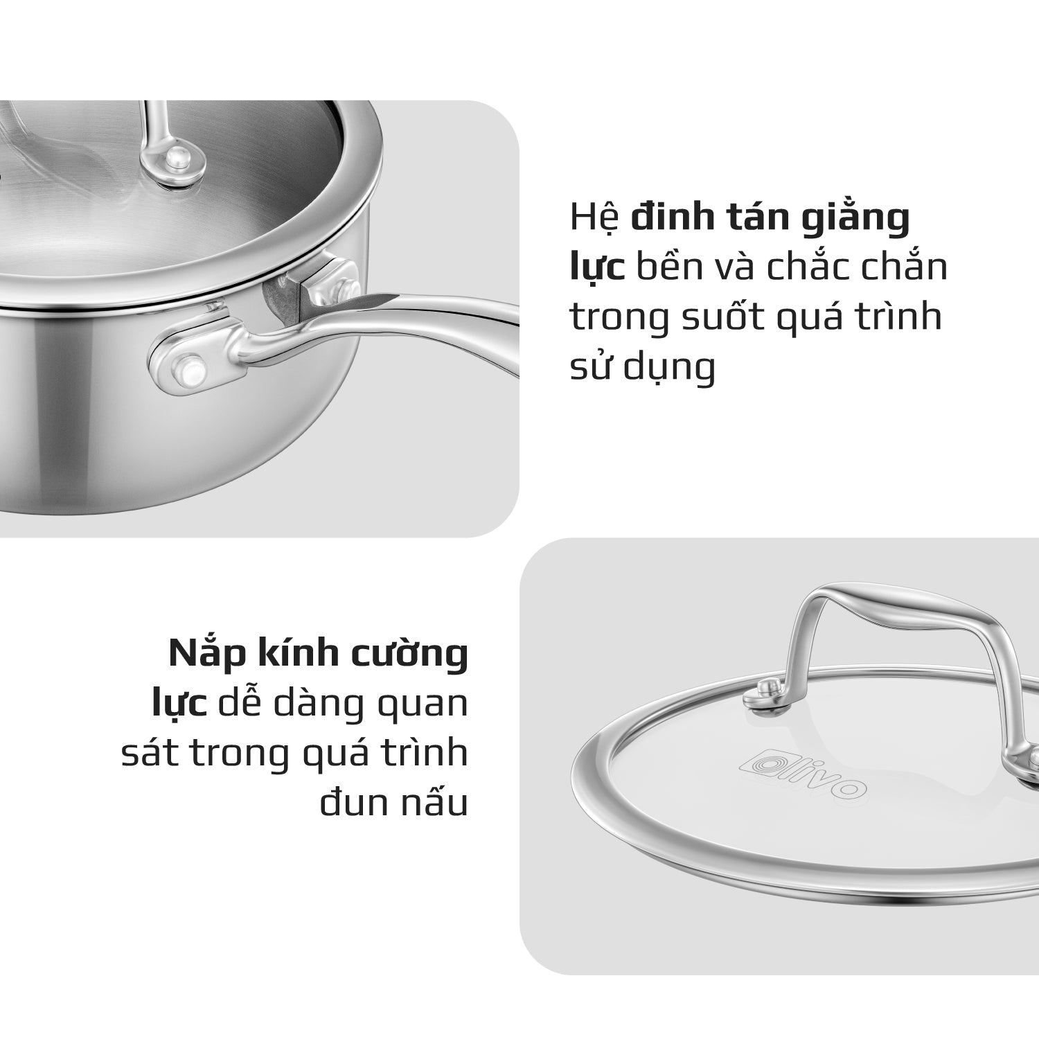 Quánh INOX OLIVO Davinci SD1885 - Kích Thước Nhỏ Gọn - Đường Kính 18Cm - Sâu Lòng  8.5Cm - Nấu Được Trên Mọi Loại Bếp