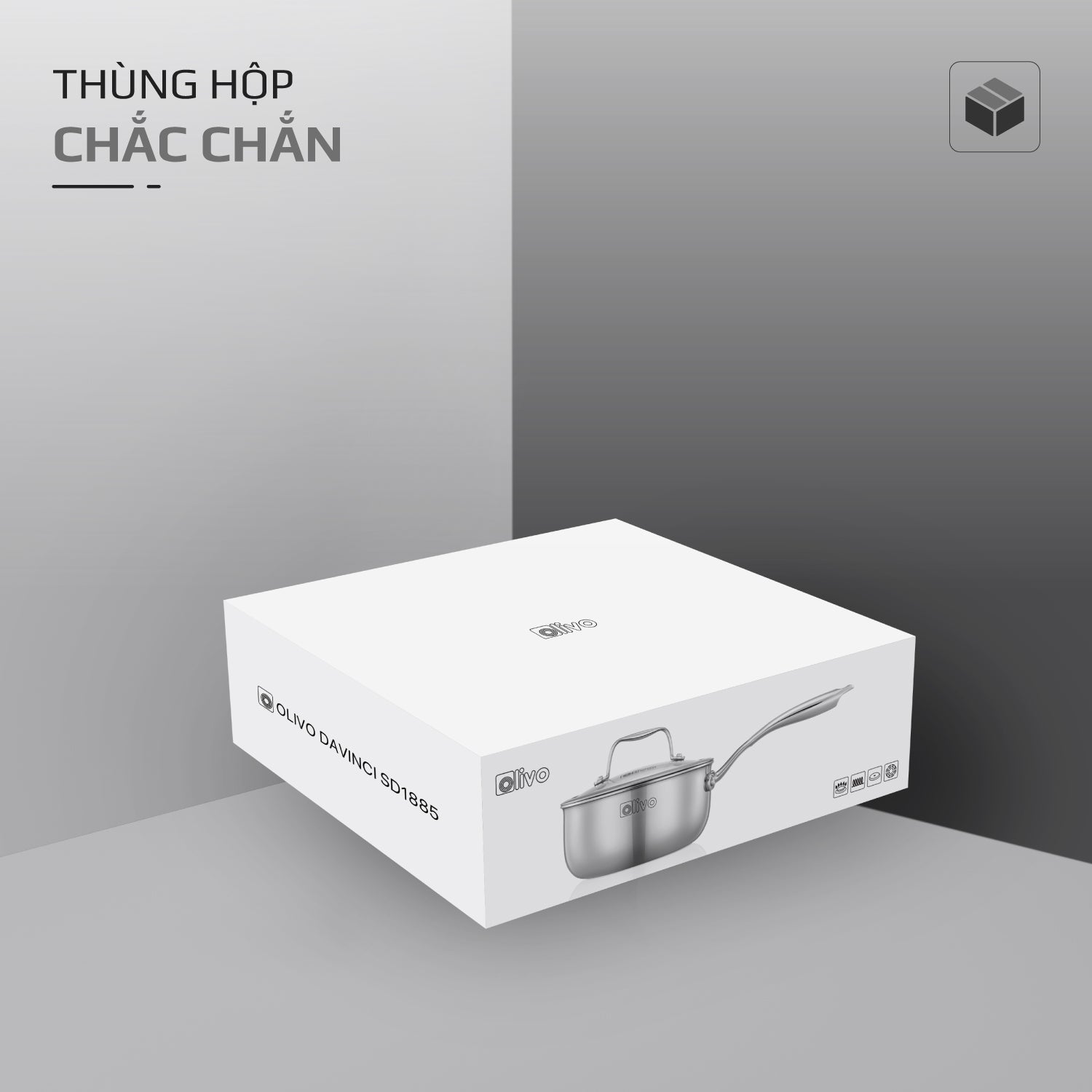 Quánh INOX OLIVO Davinci SD1885 - Kích Thước Nhỏ Gọn - Đường Kính 18Cm - Sâu Lòng  8.5Cm - Nấu Được Trên Mọi Loại Bếp