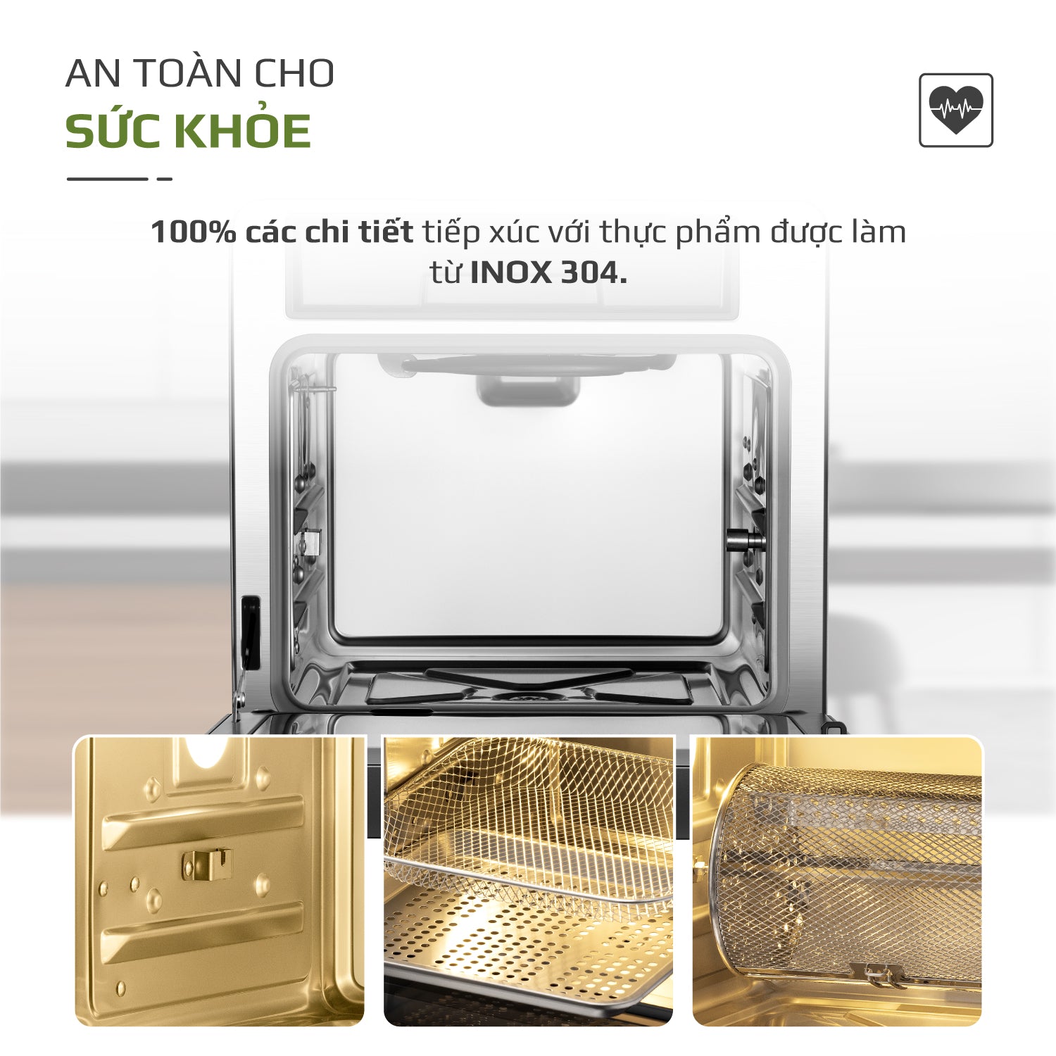 Nồi Chiên Hơi Nước OLIVO SF16 PRO - 56 Chương Trình Cài Sẵn - Dung Tích 16L  - Phụ Kiện Trục Xiên Quay - Công Suất 2800W