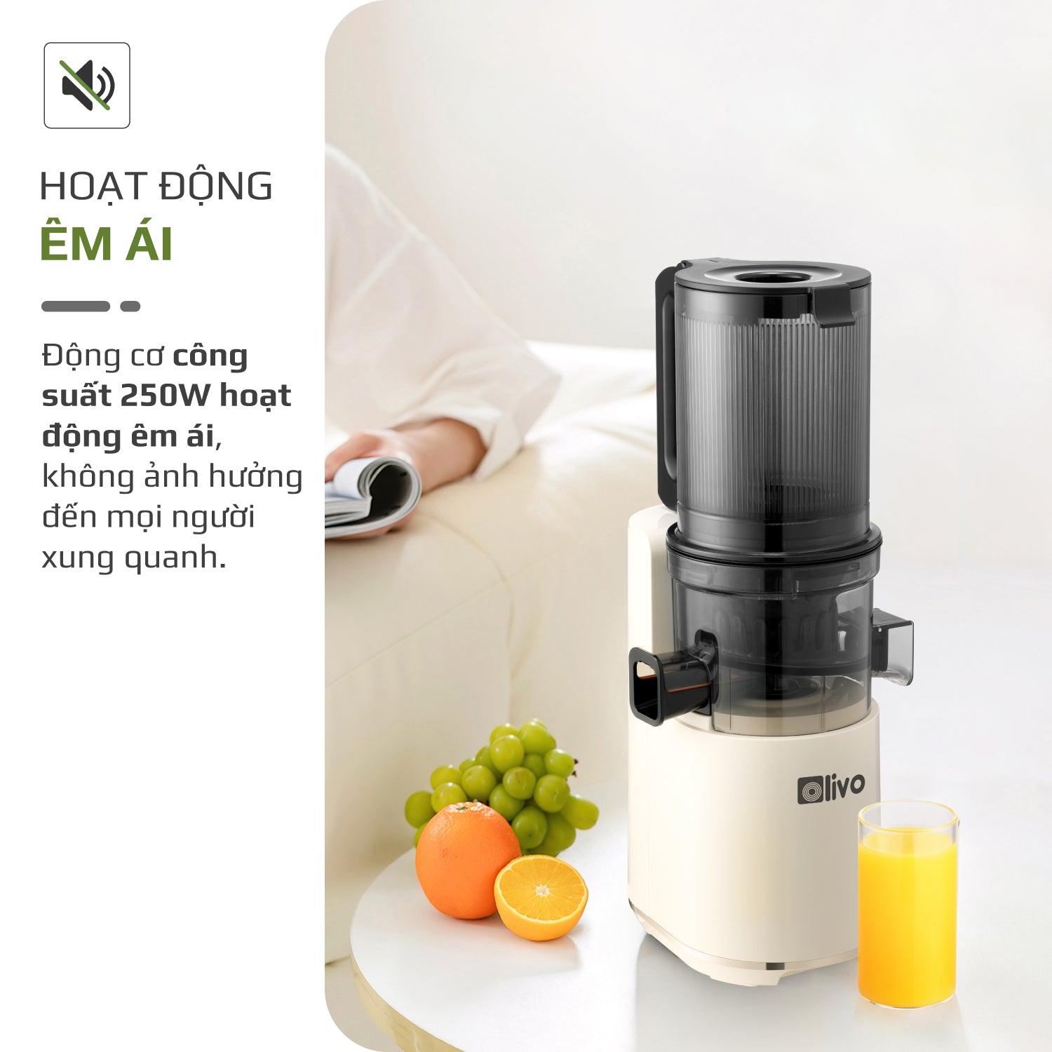Máy Ép Chậm OLIVO SJ2000 - Khoang Tiếp Lớn, Củ Ép Kết Hợp Lưỡi Cắt Thông Minh, Thiết Kế Sang Trọng, Đẳng Cấp