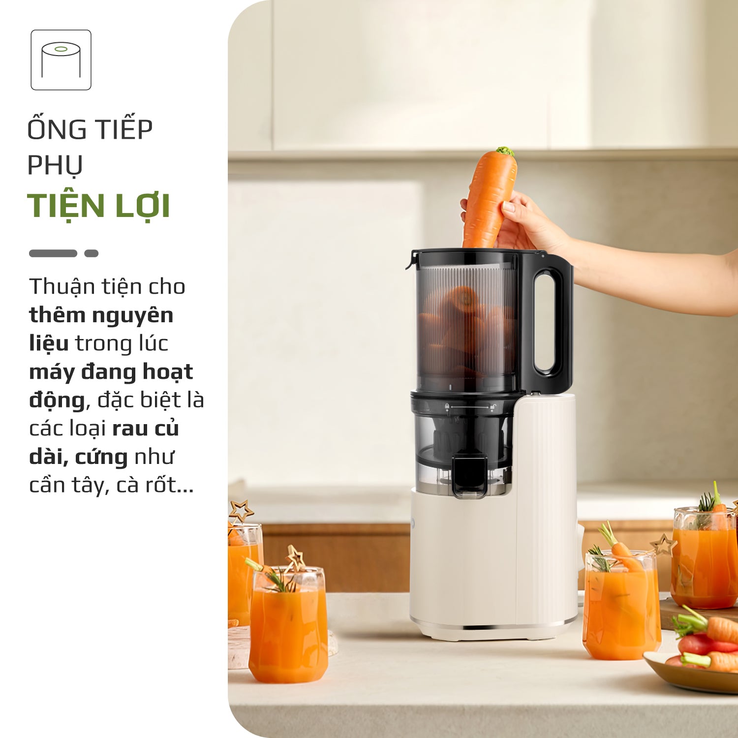 Máy Ép Chậm OLIVO SJ2000 - Khoang Tiếp Lớn, Củ Ép Kết Hợp Lưỡi Cắt Thông Minh, Thiết Kế Sang Trọng, Đẳng Cấp