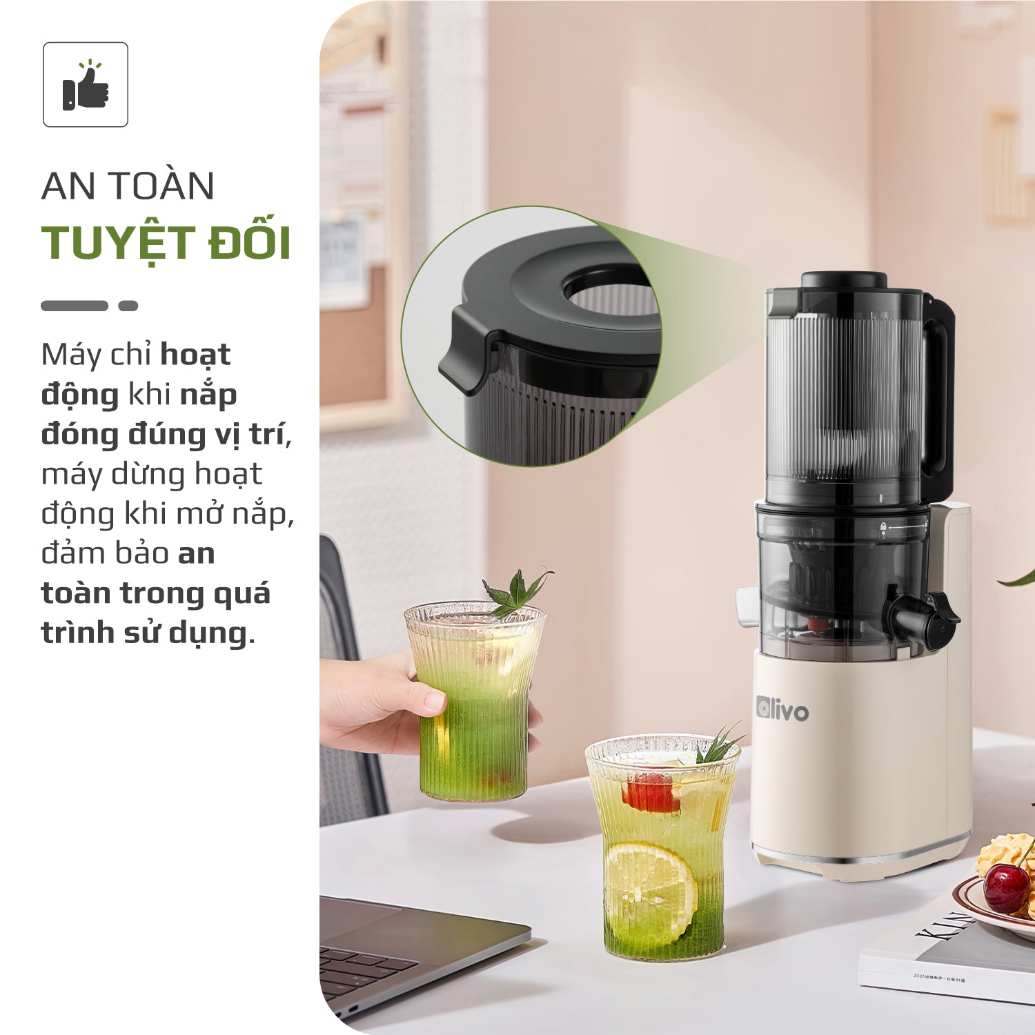 Máy Ép Chậm OLIVO SJ2000 - Khoang Tiếp Lớn, Củ Ép Kết Hợp Lưỡi Cắt Thông Minh, Thiết Kế Sang Trọng, Đẳng Cấp