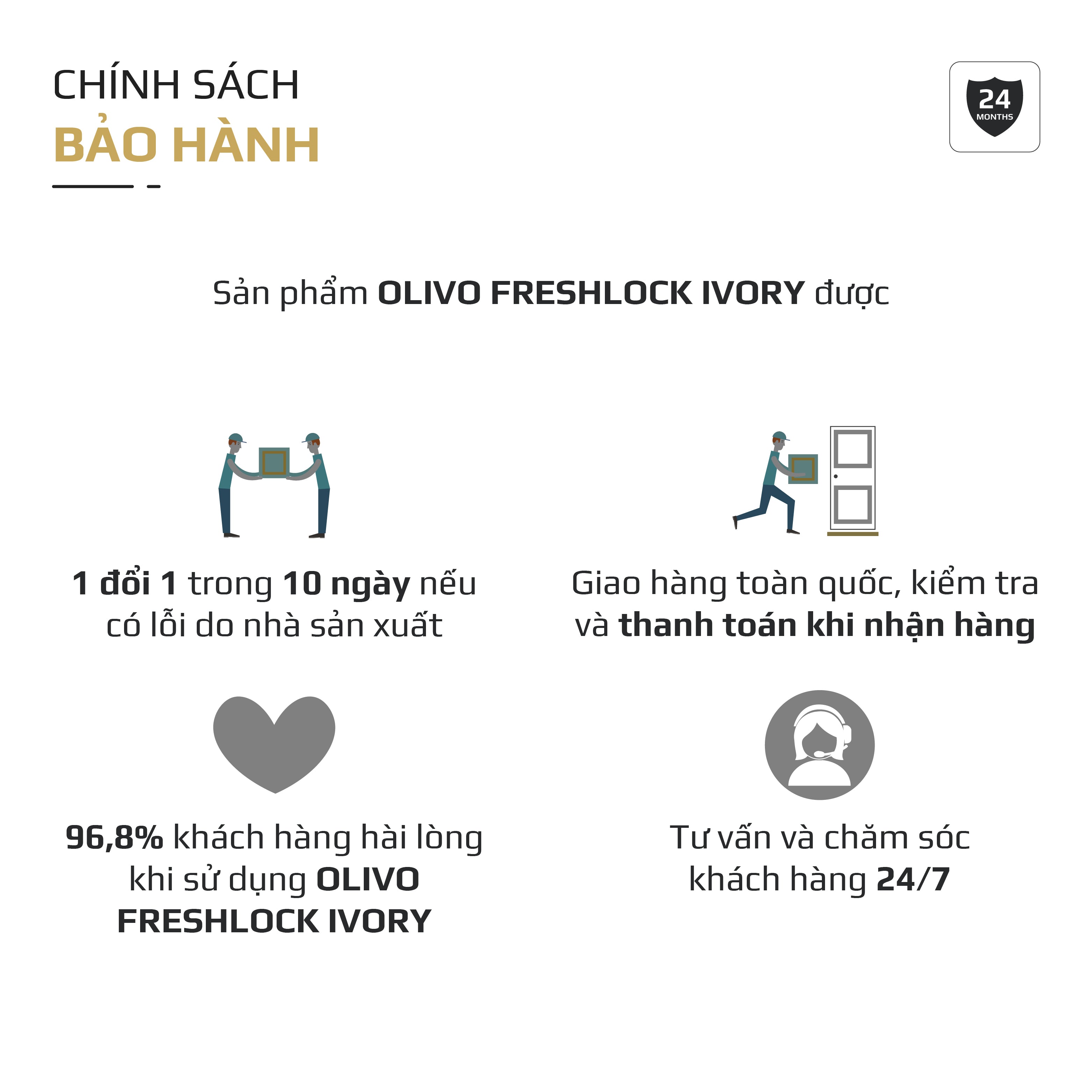Bộ Hộp Bảo Quản Thực Phẩm OLIVO FRESHLOCK IVORY - Bộ 4 Hộp, Đa Dạng Kích Thước, Thân Hộp Inox 304 Sơn Tĩnh Điện, Nắp Nhựa AS Không Chứa BPA, Gioăng Silicon Chống Rò Rỉ, Tiện Lợi, Gọn Gàng