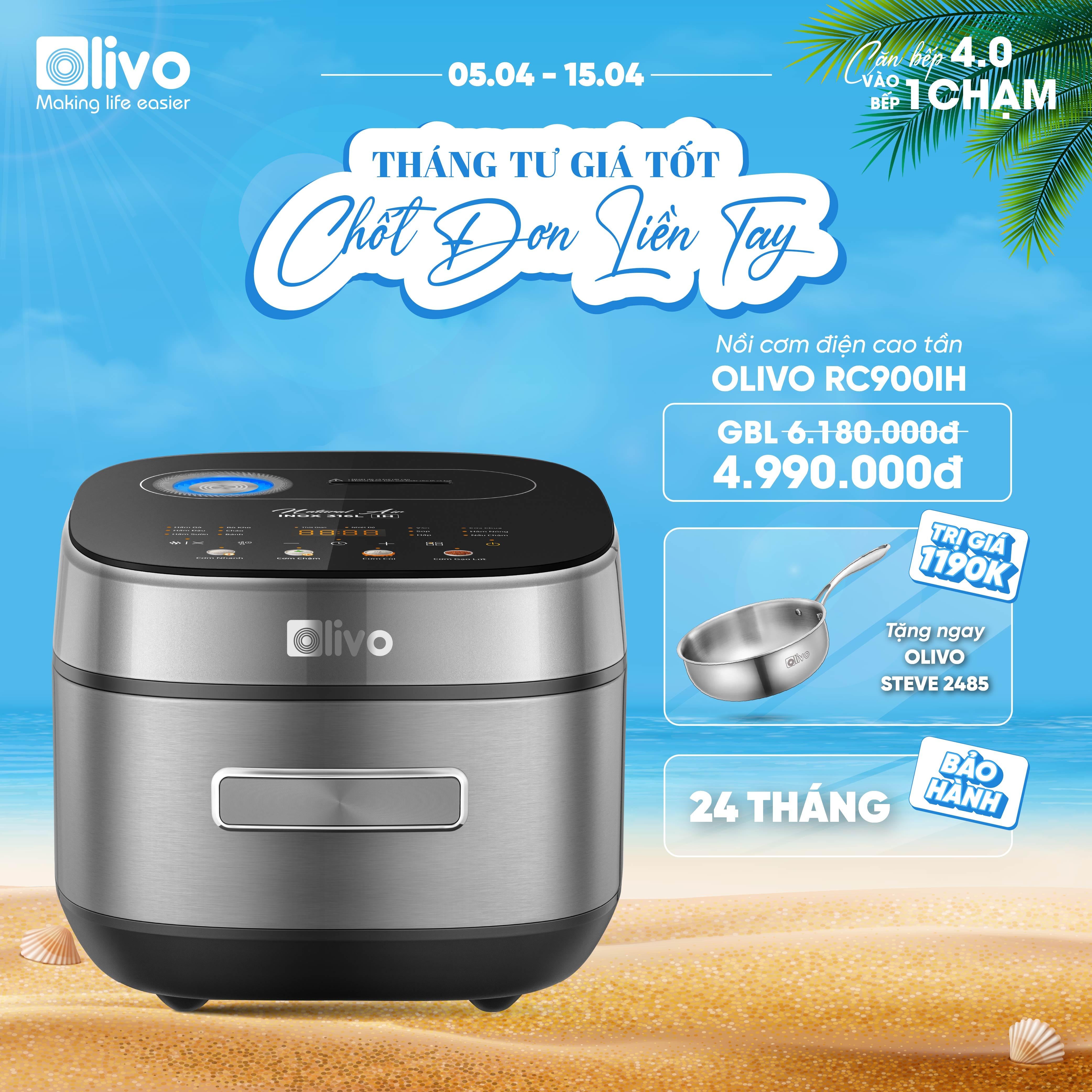Nồi Cơm Điện Cao Tần OLIVO RC900IH – Lòng Nồi INOX 316L Cao Cấp, Công Nghệ Cao Tần Giữ Trọn Dinh Dưỡng, Bảng Điều Khiển Oled Sống Động, Hiện Đại, Cao Cấp