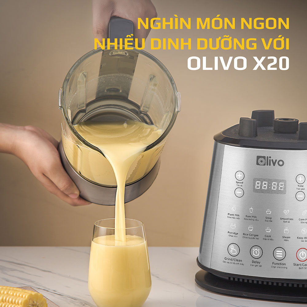 Máy Làm Sữa Hạt OLIVO X20 - Nấu Sữa Hạt, Xay Sữa Hạt, Làm Sữa Thảo Mộc Đa Năng
