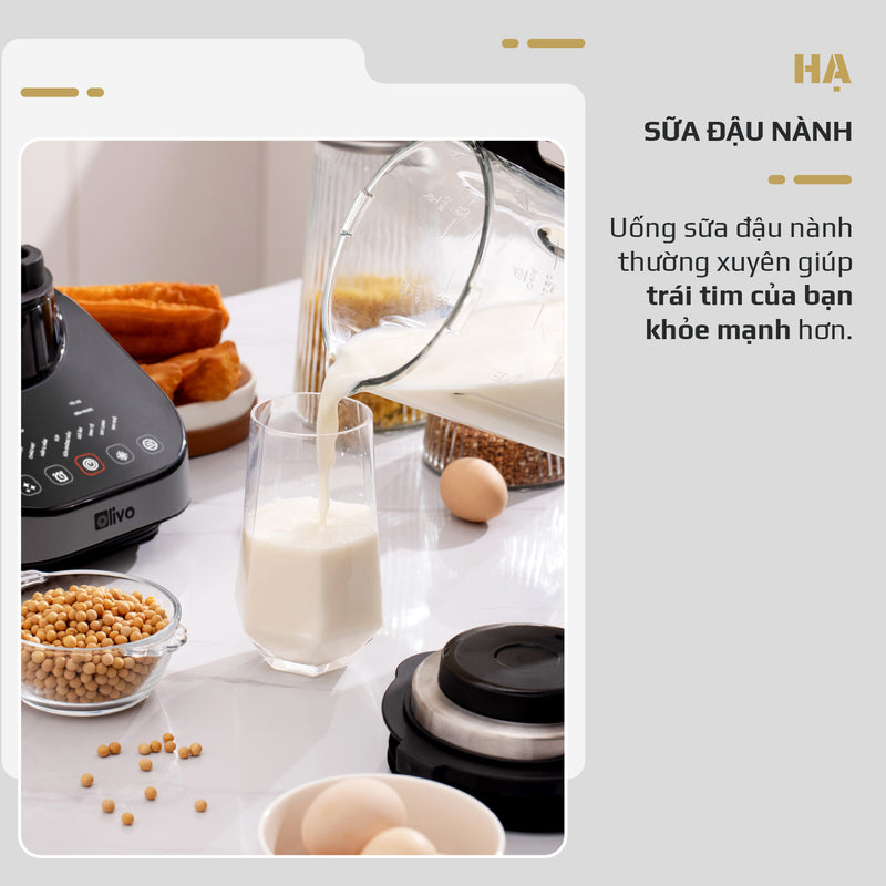 Máy Xay Nấu Đa Năng OLIVO CB20 - Độ Ồn Thấp Nhất - Chống Trào Tuyệt Đối - Vệ Sinh Khử Khuẩn -  Chống Dính Gốm