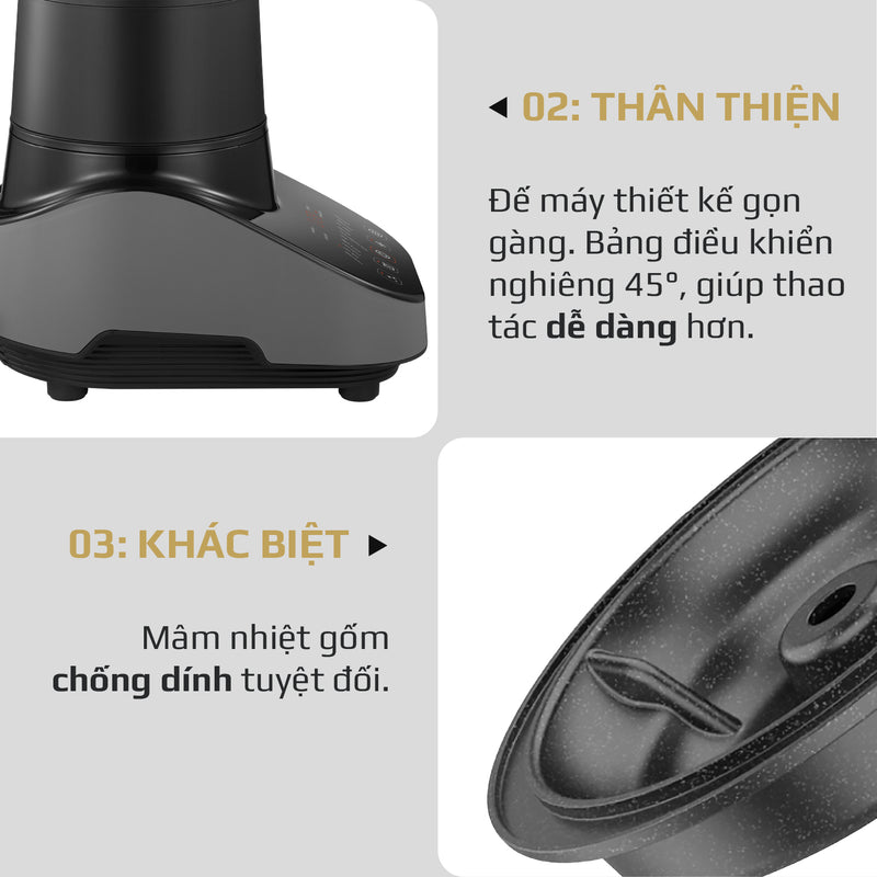Máy Xay Nấu Đa Năng OLIVO CB20 - Độ Ồn Thấp Nhất - Chống Trào Tuyệt Đối - Vệ Sinh Khử Khuẩn -  Chống Dính Gốm