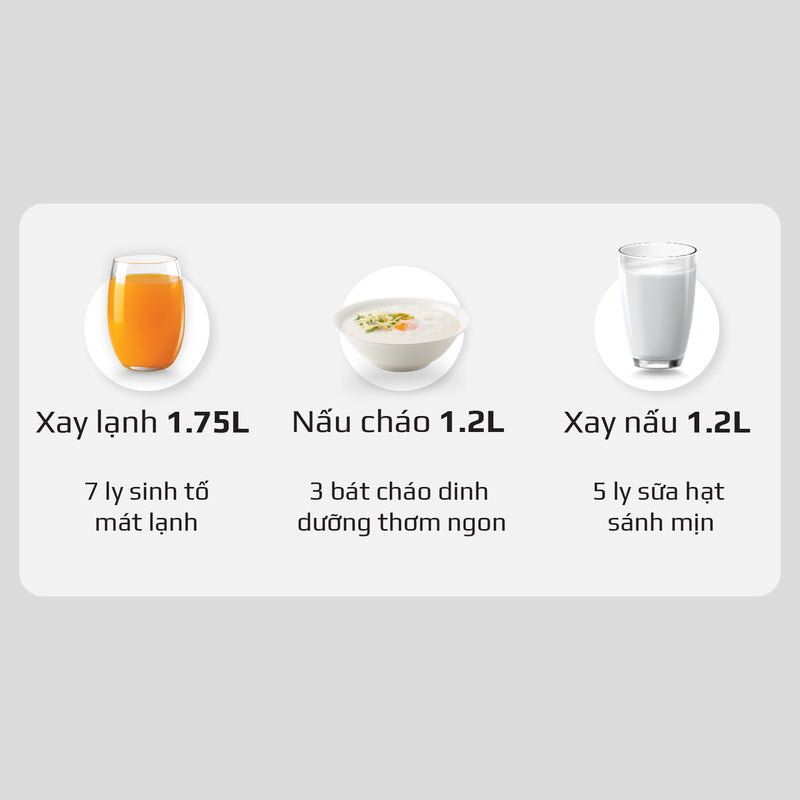 Máy Xay Nấu Đa Năng OLIVO CB20 - Độ Ồn Thấp Nhất - Chống Trào Tuyệt Đối - Vệ Sinh Khử Khuẩn -  Chống Dính Gốm